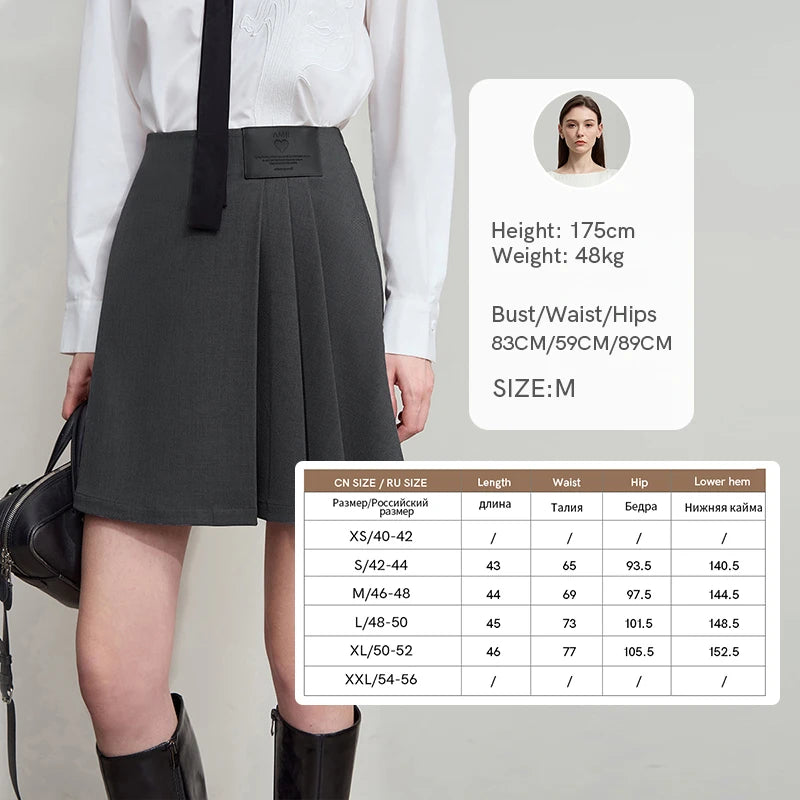 AMII Mini Skirt 2026 Autumn New Minimalist Loose Zipper Long Sleeve Jacket Solid Versatile Short Skirt Ladies Clothes 12543024