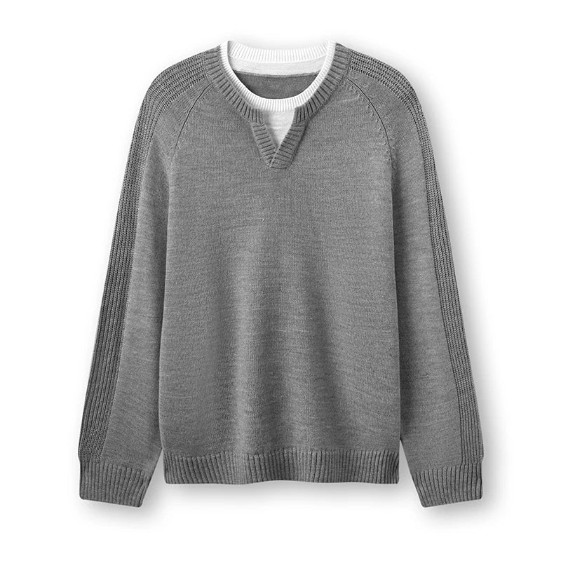 Semir Men Knit Sweater Layered Look Crew Neck Panel Design Raglan Sleeve 2026 New Winter Daily Wear Urban Casual Style