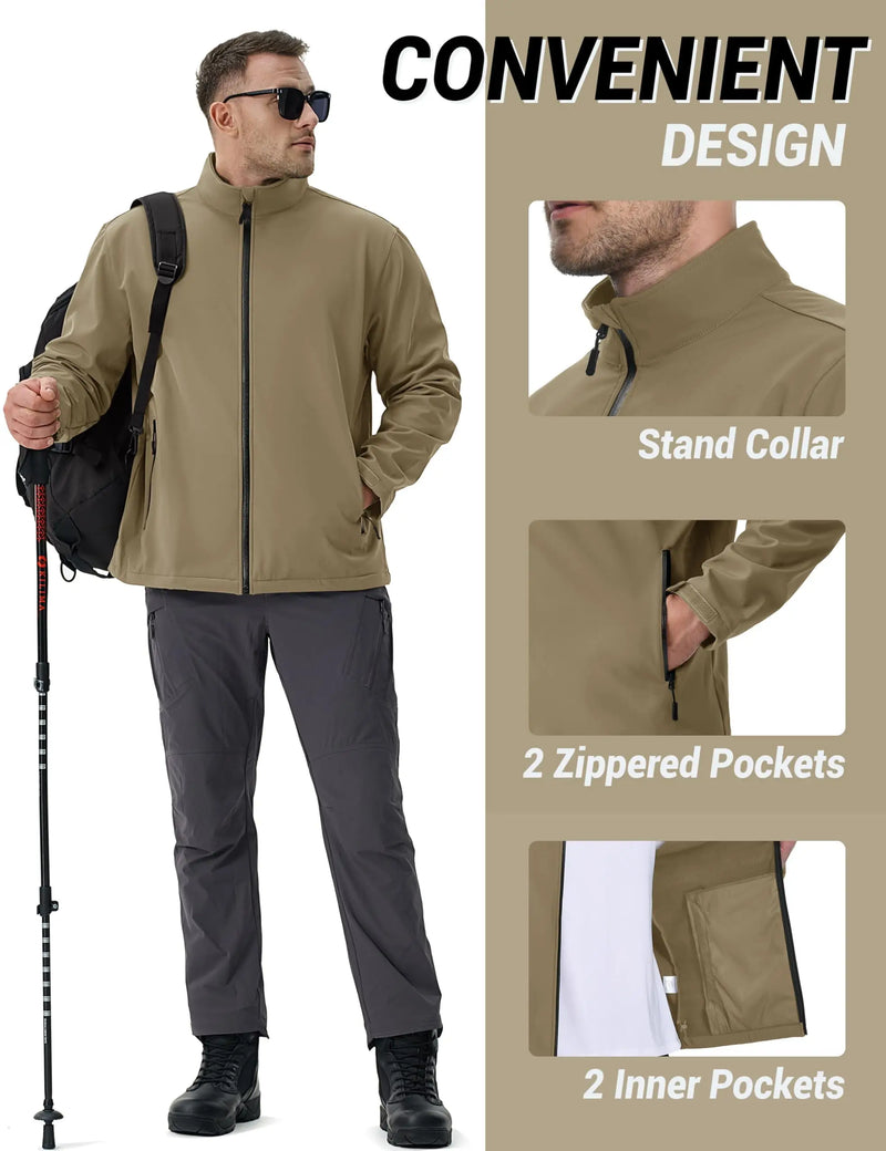 TACVASEN Men's Softshell Fleece Lined Waterproof Jacket Winter Thermal Trekking Waterproof Rain Coat For Outdoor Hiking Jackets