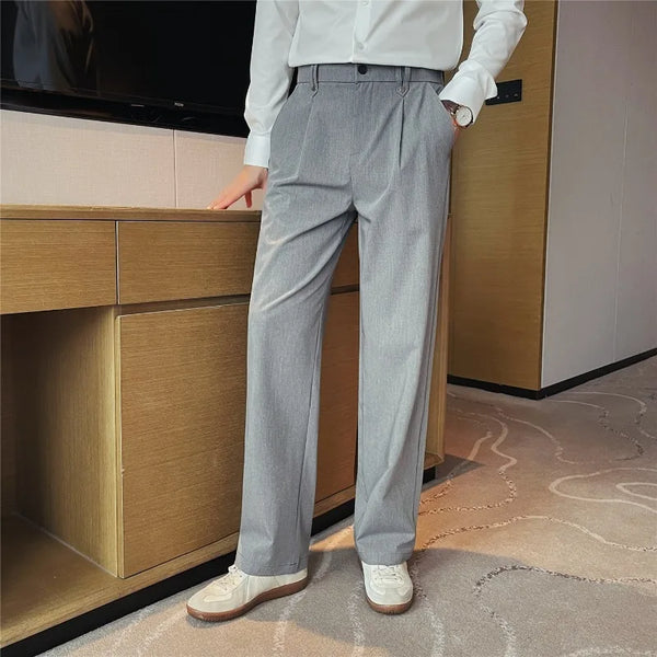 Vintage Relaxed Wide-Leg Trousers - Summer Thin Breathable Casual Straight Pants for Men