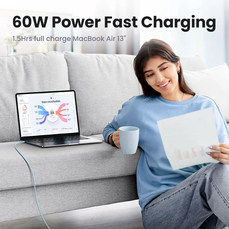 UGREEN Soft Silicone USB C To USB C Cable PD60W Fast Charging Cord for iPhone 17/16/15 Samsung 3A Flexible Liquid Silicone Wire