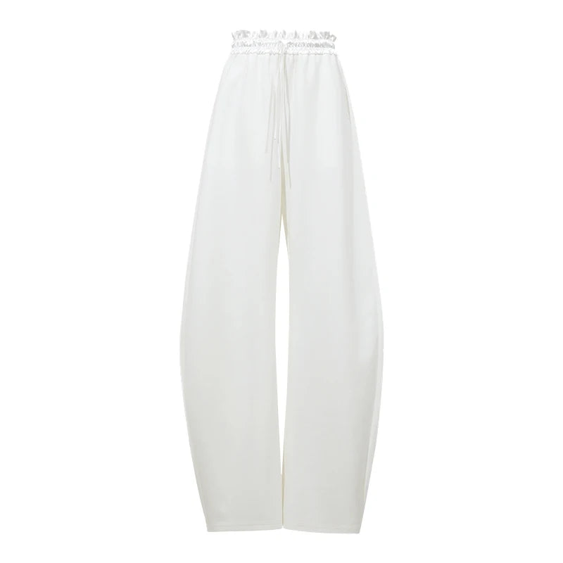Amii Women Pants Minimalist Elastic Waist Loose Wide Leg Trousers 2026 Autumn New Commute Cotton Blend Woman Clothes 12623004