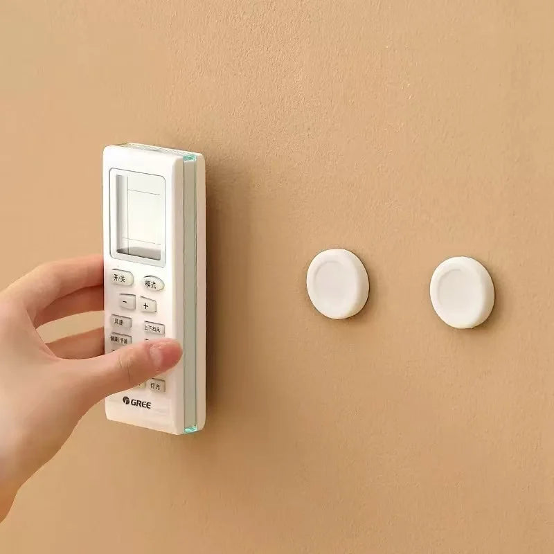 2 Circular Magnetic Hooks with No Drilling for Bedroom Remote Control Storage, Wall Mounted Router Socket Holder