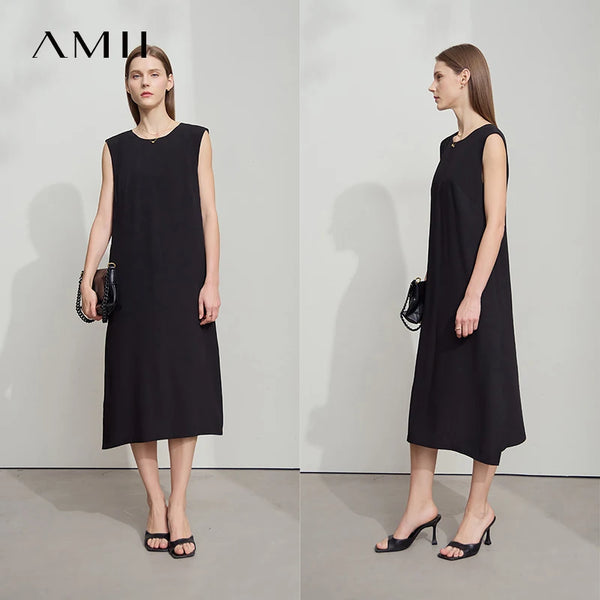 រ៉ូបការិយាល័យ AMII Minimalist សម្រាប់នារីរដូវក្តៅ ឆ្នាំ២០២៥ ដៃអាវមូល កអាវមូល រ៉ូបរលុង រ៉ូប Chiffon សម្រាប់នារីទាន់សម័យ 12522075