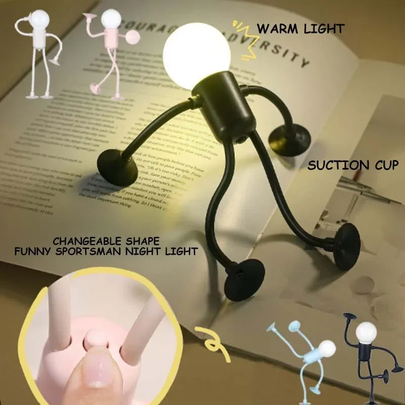 Changeable Shape Funny Sportsman Night Light Button Battery Desk Lamp for Bedroom Bathroom Christmas Decor Creative Ornament