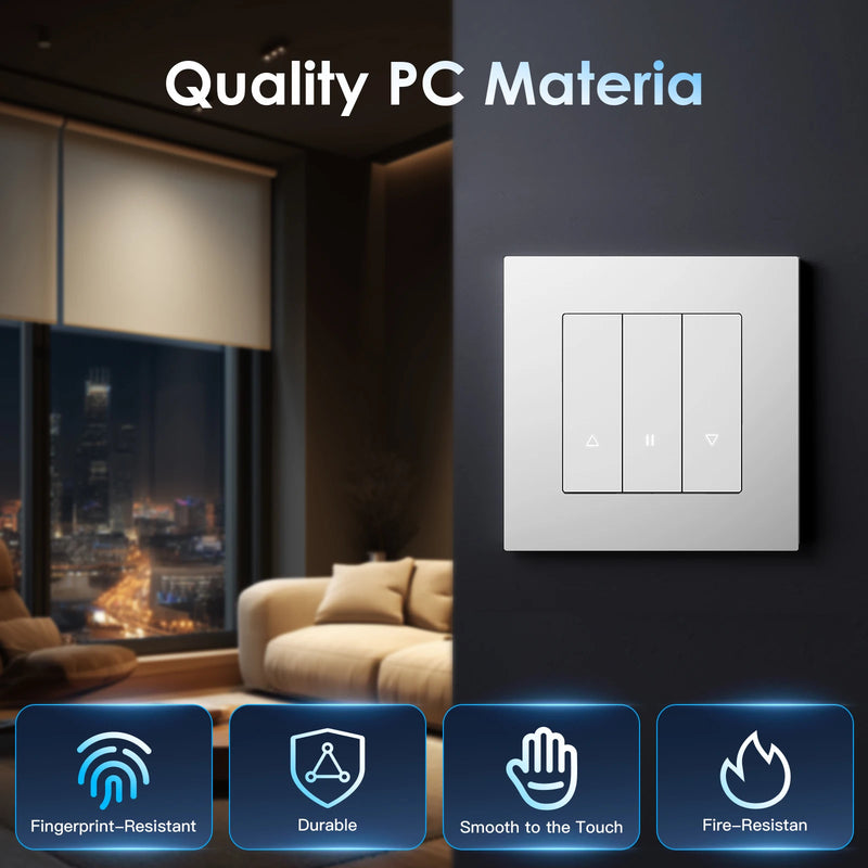 BSEED E Series Zigbee Shutter Switch Smart Click Button Switch for Blinds Plastic Frame Support Tuya Smart Life Alexa Control