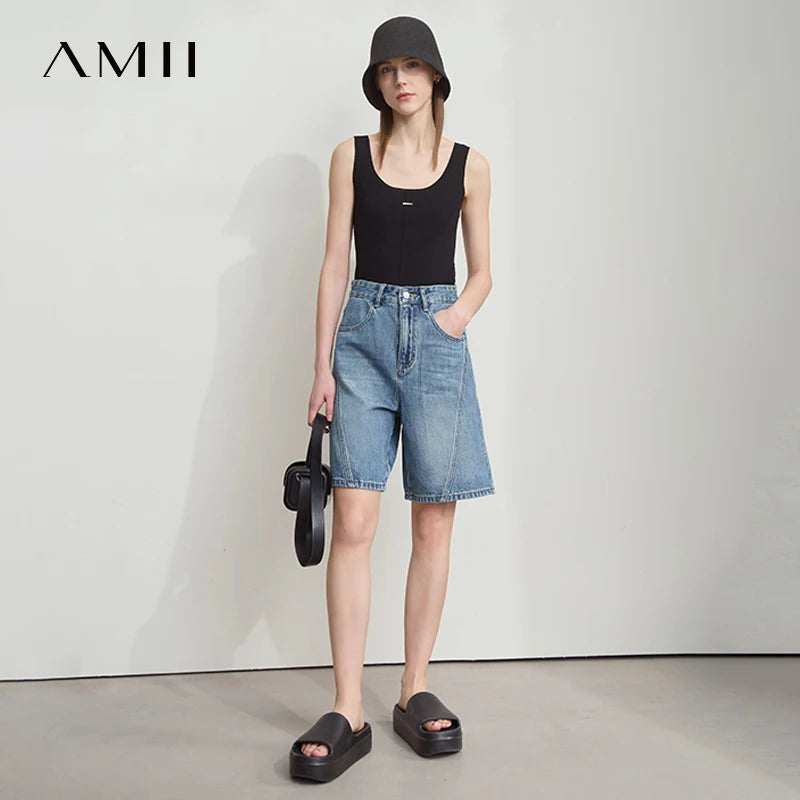 ខោខូវប៊យខ្លី AMII សម្រាប់នារី ម៉ូតថ្មី ខោជើងវែងកប្បាស ម៉ូតទាន់សម័យ រចនាបែបហោប៉ៅ ខោខូវប៊យខ្លី 12542205