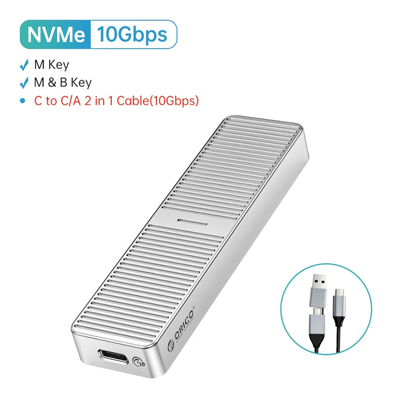 ORICO 20Gbps M.2 NVME SSD Case with Built-in Cooling Vest Upgraded Aluminum Type-C M2 NVME SSD Enclosure for Solid State Drive