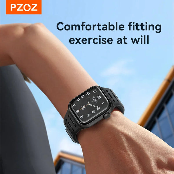 PZOZ Magnetic Silicone Strap For Apple Watch Ultra 2 3 49mm 45mm 44mm 42mm Strap for IWatch Series 11 10 9 8 Magnetic Strap