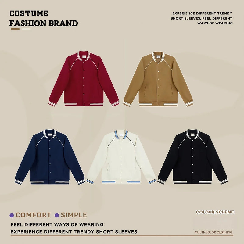 Fashionable retro trendy cotton  baseball jacket  with shoulder sleeves causal couple style  loose and versatile