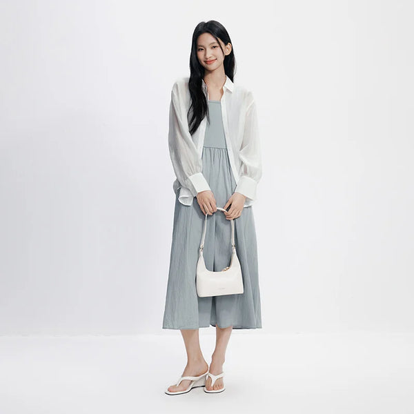 រ៉ូបស្ត្រី Semir ករាងអក្សរ U រអិលលើក្រវិល 2026 រដូវក្តៅធ្វើដំណើរតិចតួចបំផុត ឈុតពីរដុំឆើតឆាយ ការិយាល័យ អាវទន់ប្រចាំថ្ងៃ