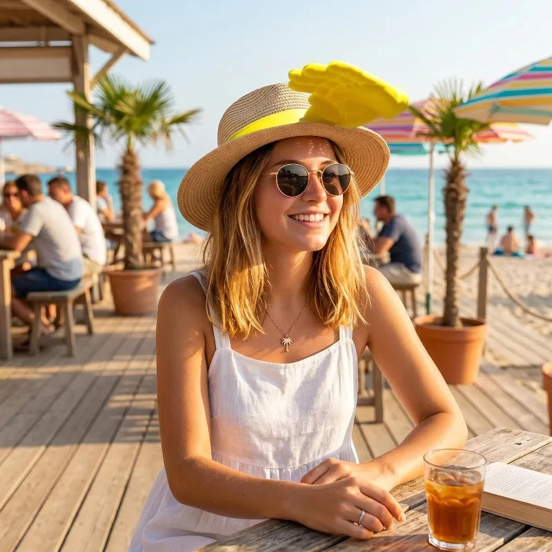 1pc Abstract Palm Print Sun Hat,Summer Outdoor Sunshade Headband Hat,Fashion Fun Design.for outdoor activities and beach.
