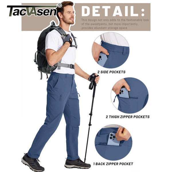 TACVASEN Waterproof Lightweight Hiking Pants Mens Ripstop Quick Dry Cargo Work Pant Outdoor Trekking Hard-wearing Trousers Male
