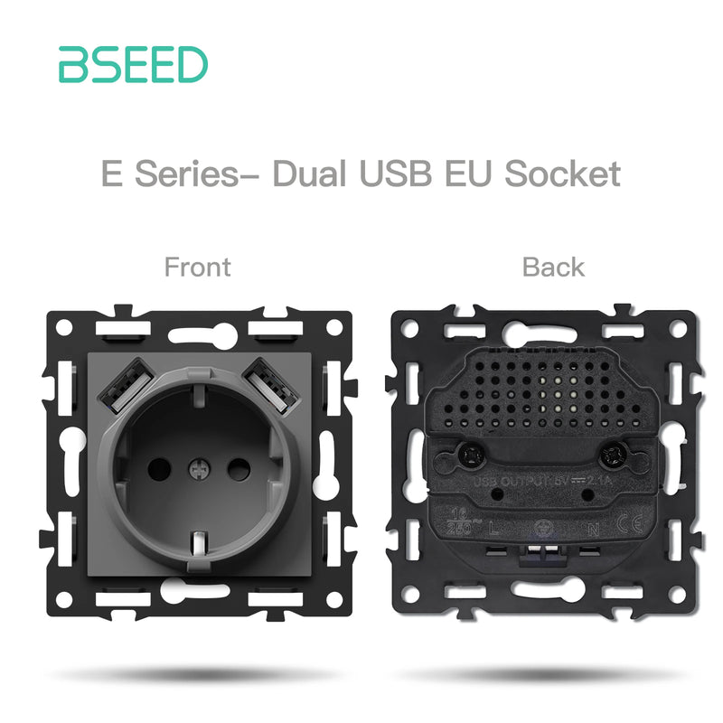 BSEED E Series WIFI Click Light Switch Part 1/2/3/4Gang 2Way Switch Function DIY Part EU Smart Socket Outlets Plastic Frame
