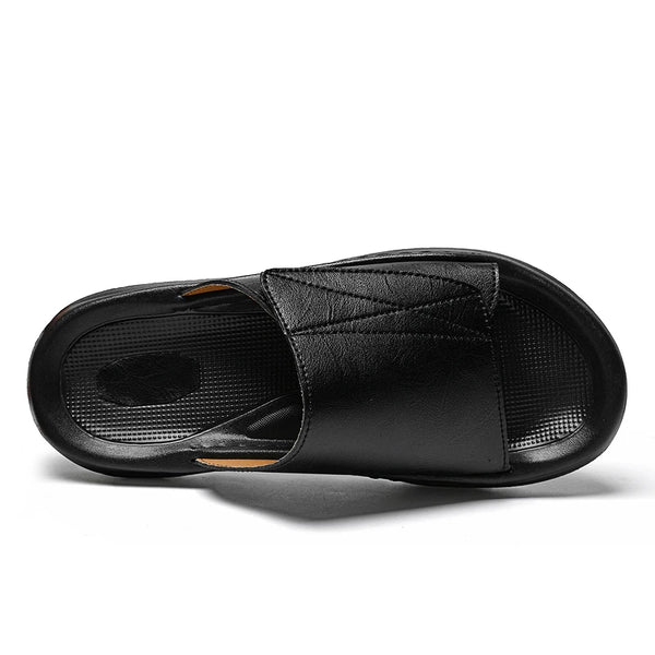Men's Casual Leather Slippers Adjustable Non-Slip Summer Beach Sandals Suitable for Outdoor Leisure Sports Breathable