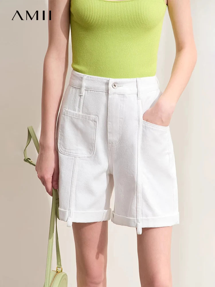 ខោខូវប៊យ Amii Minimalism ស្រី 2026 រដូវក្តៅថ្មី គែមបត់ រលុង ម៉ូដបែប Retro សម្រាប់ស្ត្រី 12442279