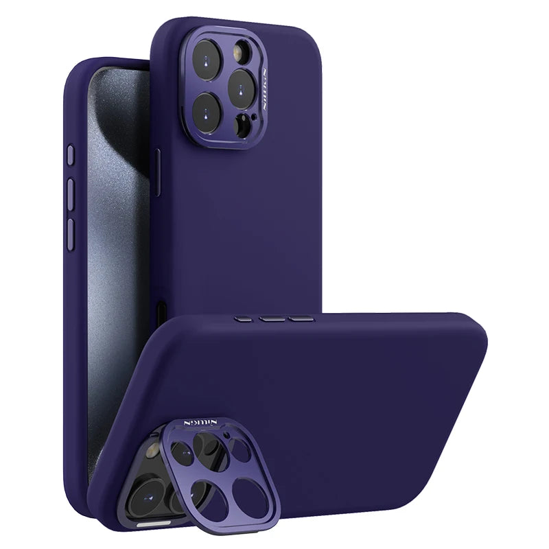 Nillkin For iPhone 16 Pro Max Magsafe Case Classic Liquid Silicone With Camera Protection Stand Magnetic Cover For iPhone 16 Pro