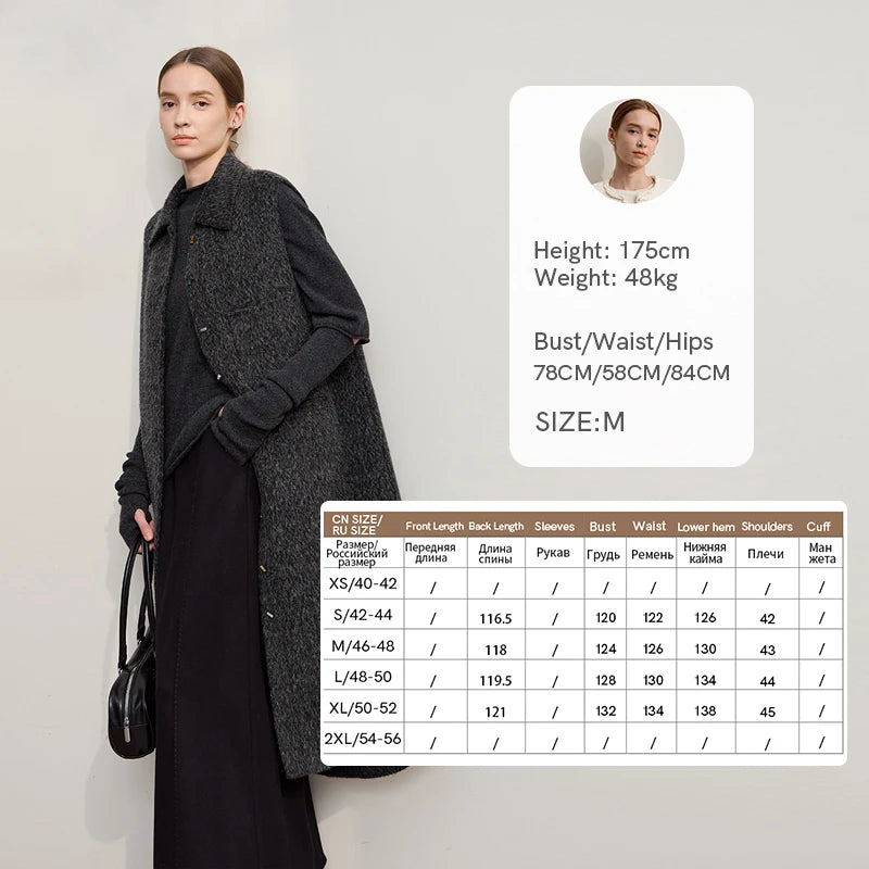 AMII Sleeveless Women's Woolen Coat 2026 Winter New Lapel Vest Wool Double-sided Woolen Coat Women's Warm Versatile Top 12554069