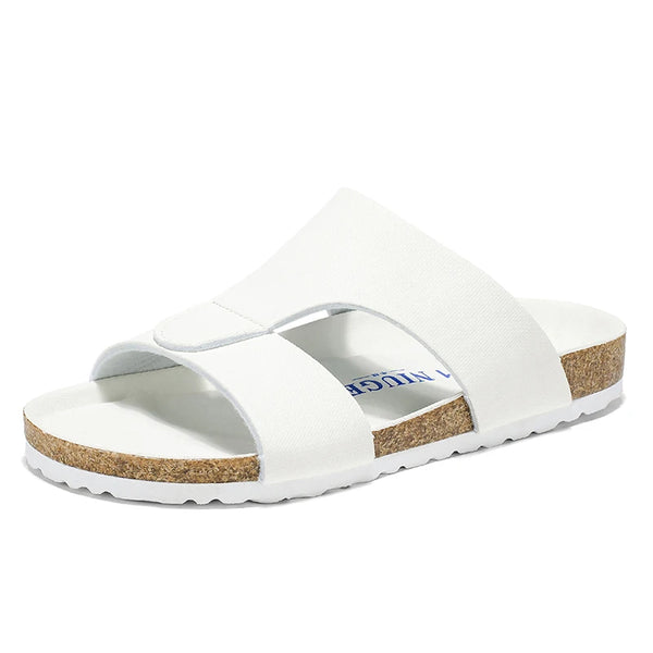Summer Unisex Cork Slippers Men Women Clogs Slides Microfiber Leather Casual Sandals Plus Big Size 48 49