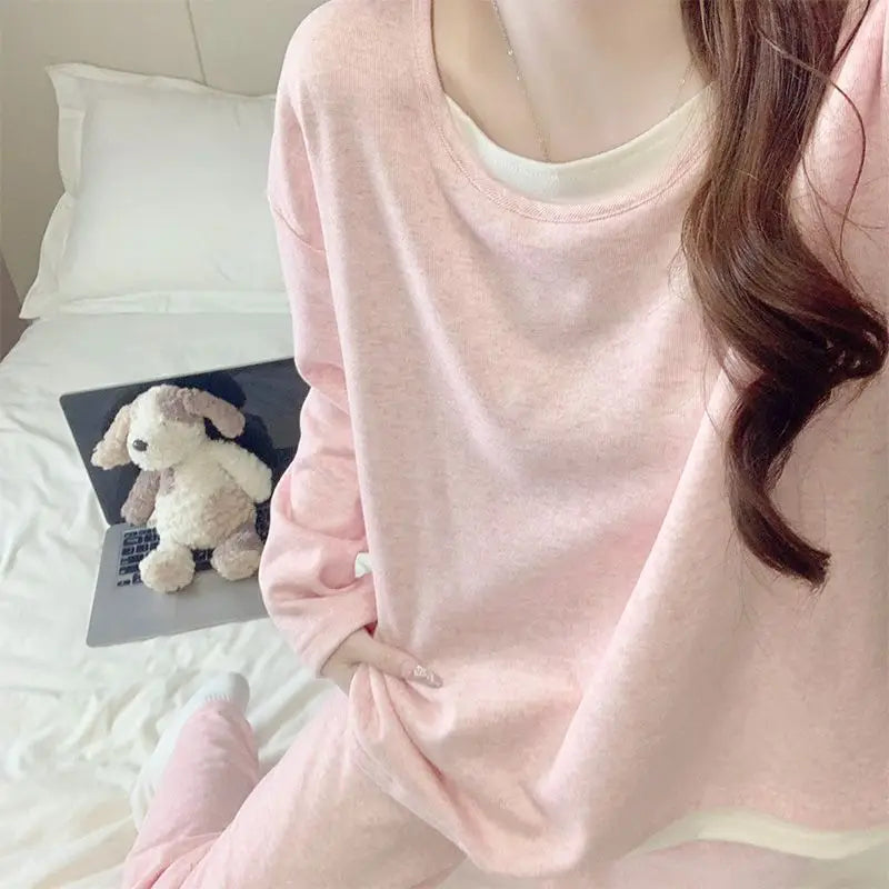 Pyjama Femme Lounge Korean Ladies Sleepwear Pajamas Set Comfort Spring Autumn Women's Home Clothes Modal Nightwear Pijama Suit
