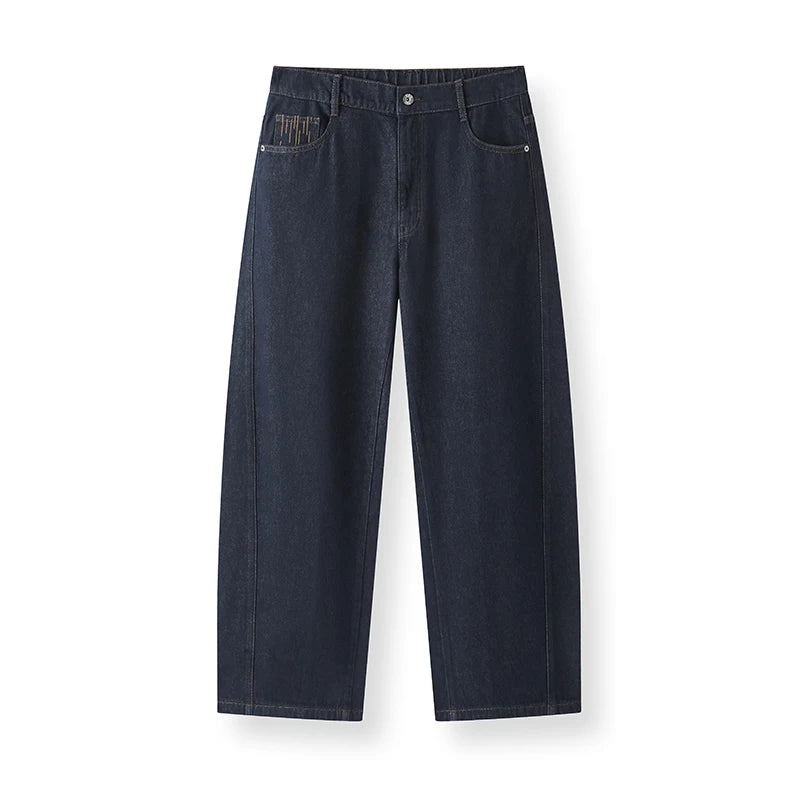 Semir Men Jeans Loose Curved Barrel Leg Retro Washed Street Casual Style Autumn Denim Pants Urban Daily Wear 2026