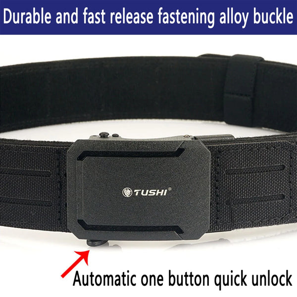 TUSHI Men Outdoor Hunting Tactical Belt Multi-Function Nylon Belt High Quality Marine Corps Automatically Inner and Outer Belt