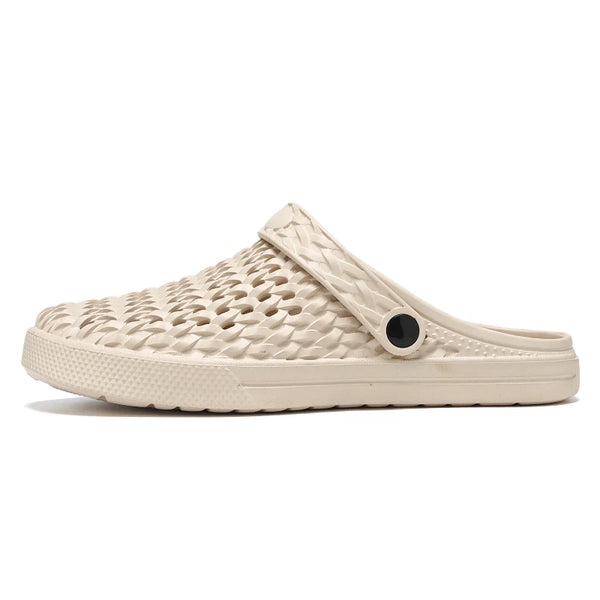 Men's Hollow Out Woven Clogs Breathable Non-Slip Slip on Sandals Lightweight Water Shoes for Beach Garden