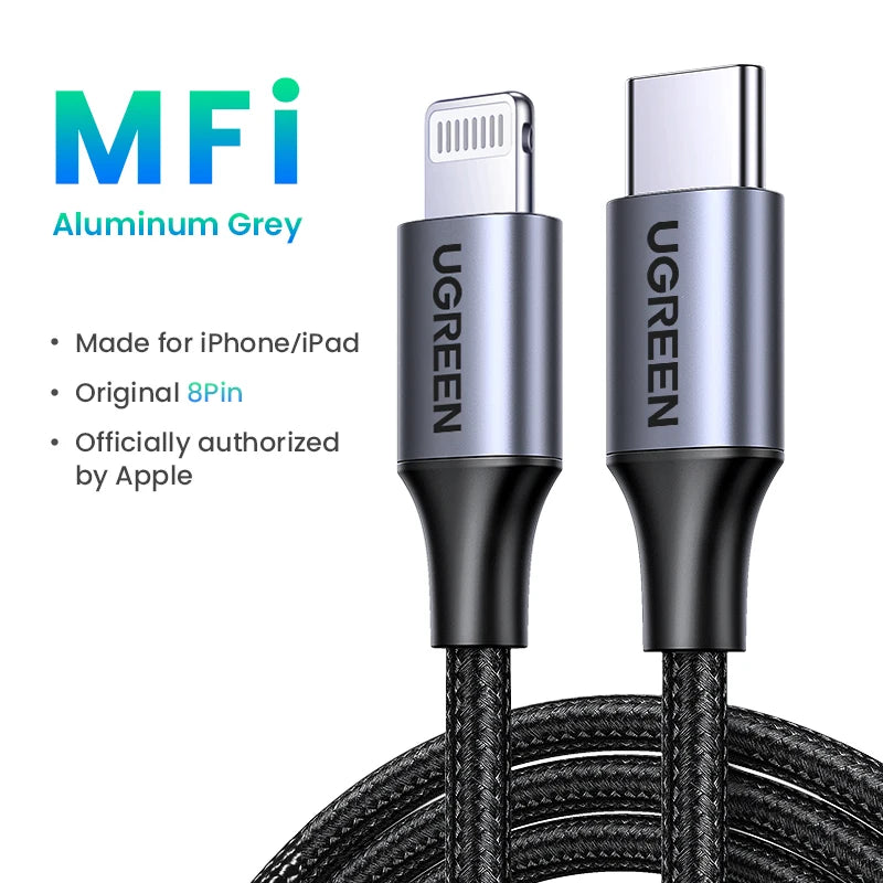 UGREEN MFi 20W PD USB Type C to Lightning Cable for iPhone 14 13 12 Pro Max Fast Charging for iPad Mini Phone Type C Cables