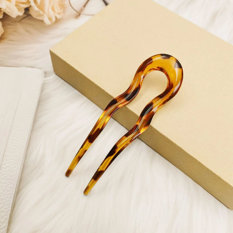2pcs U-Shaped Wave Hair Pins - Anti-Slip Updo Fork Clips for Thick & Thin Hair,Elegant Hair Additions for Women Daily & Party
