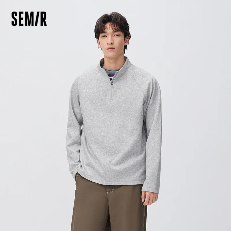 អាវយឺតប៉ាក់ Semir សម្រាប់បុរស ធន់នឹងកម្ដៅ ស្រូបយកសំណើម ពាក់កណ្ដាលអាវ ប្រឆាំងឋិតិវន្ត 2026 សម្លៀកបំពាក់រដូវរងាថ្មី ស្ទីលធម្មតាសម្រាប់ទីក្រុង