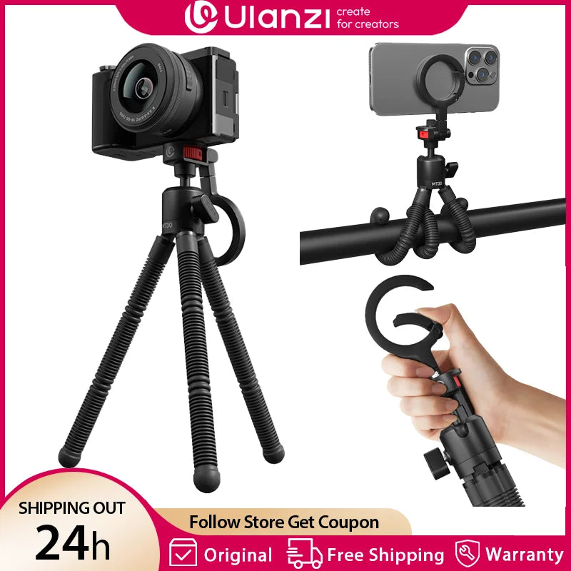ជើងកាមេរ៉ា Ulanzi MT-30 ដែលអាចបត់បែនបានសម្រាប់កាមេរ៉ា DSLR iPhone ជើងកាមេរ៉ា MagSafe សម្រាប់ការធ្វើដំណើរក្រៅផ្ទះ ការផ្សាយផ្ទាល់ Vlog