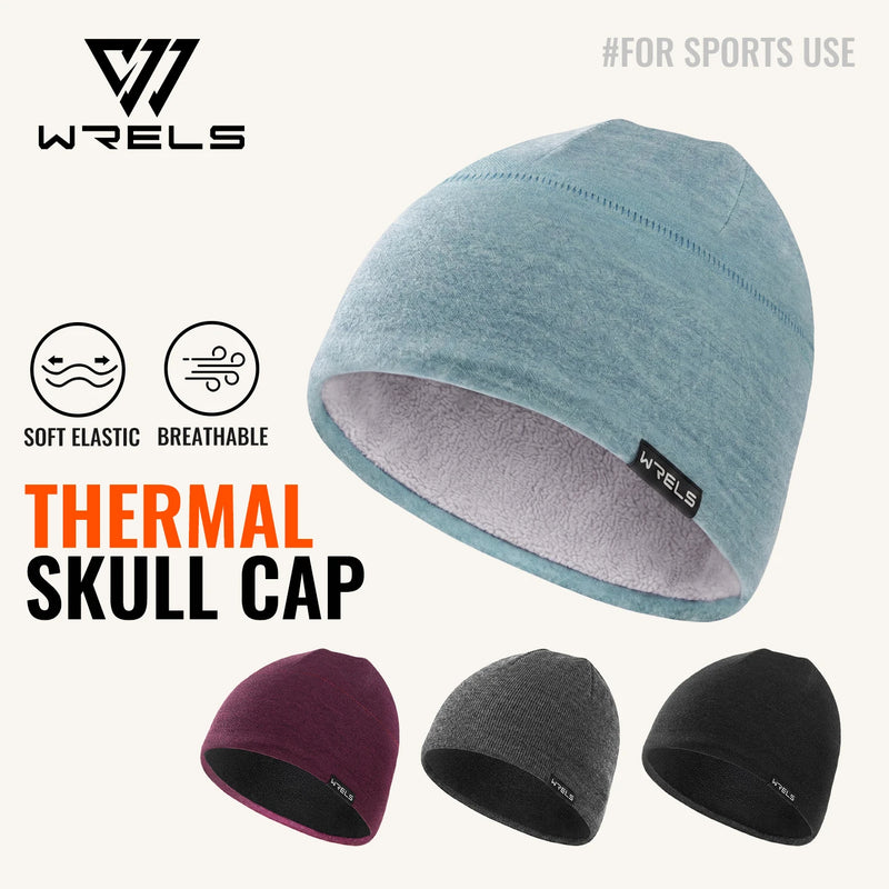 WRELS Running Beanie Windproof Warm Hat Fleece Lined Stretch Elastic Anti Cold Skiing Winter Outdoor Men Women Thermal Skull Cap