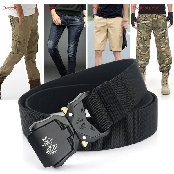 VATLTY 140cm Elastic Belt For Men Aluminum Alloy Quick Release Buckle Strong Nylon Tactical Belt Male Military Accessories