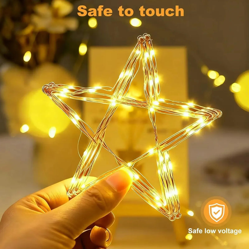 5/20m LED Copper Wire Fairy Light String Rechargeable Timer 8 Lighting modes for Wedding Party Christmas Tree Table Decor