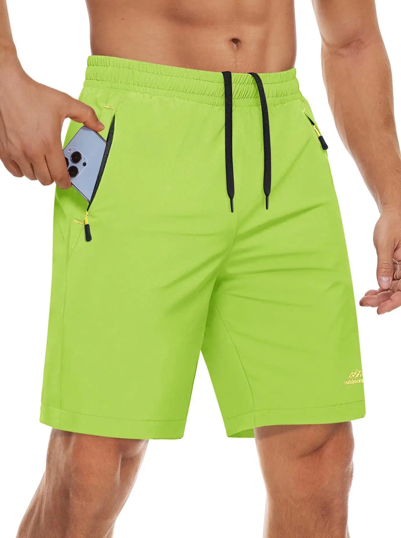 TACVASEN Quick Dry Athletic Shorts with Zipper Pockets Men's Summer Running Shorts Gym Training Workout Fitness Hiking Shorts