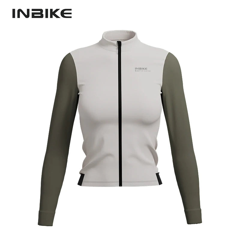 INBIKE Winter Fleece Women's Long Sleeve Jersey Autumn Thermal Cycling Suit Mountain Road Bike Jacket Windproof Riding Clothing