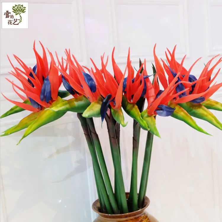 ផ្កាសិប្បនិម្មិត Bird of Paradise 1PCS ផ្កាដើមវែងធ្វើពីជ័រសមស្របសម្រាប់ការតុបតែងពិធីជប់លៀងនៅផ្ទះ DIY