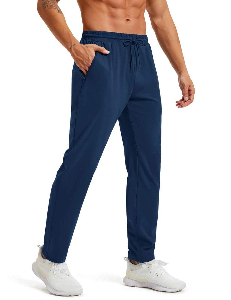 TACVASEN Men's Tapered Sweatpants with Zip Pockets Lightweight Quick Dry Running Jogging 4-Way Stretch Gym Track Athletic Pants