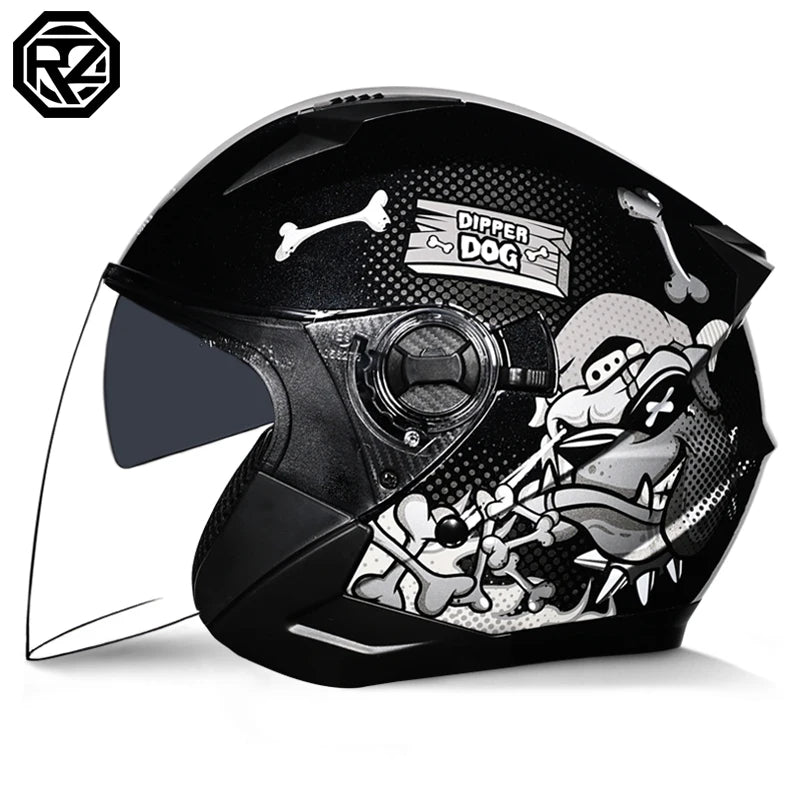 ORZ Latest High Quality Motorcycle Helmet Half Covering Dual Lens Cascos para Motos Male Female Couple Capacetes de Moto