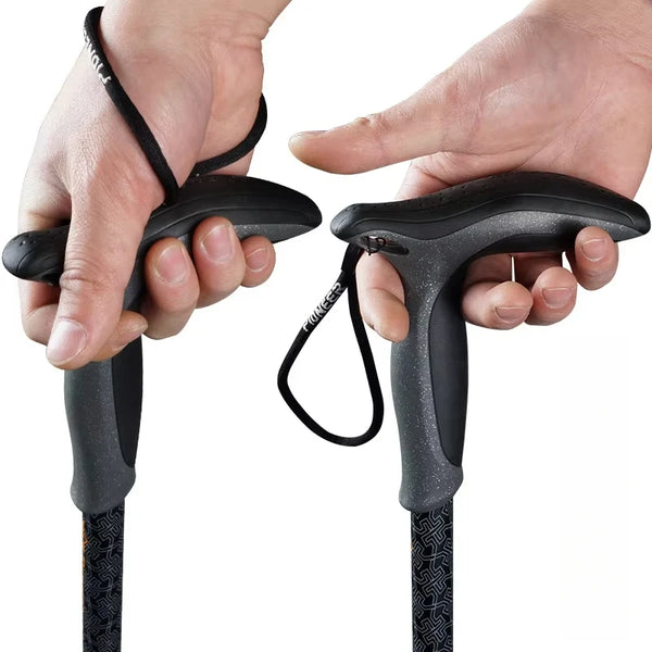 Pioneer 1pcs T-handle Trekking Pole 3 Sections Ultralight Outdoor Camping Hiking Walking Sticks Cane Climbing XDL009