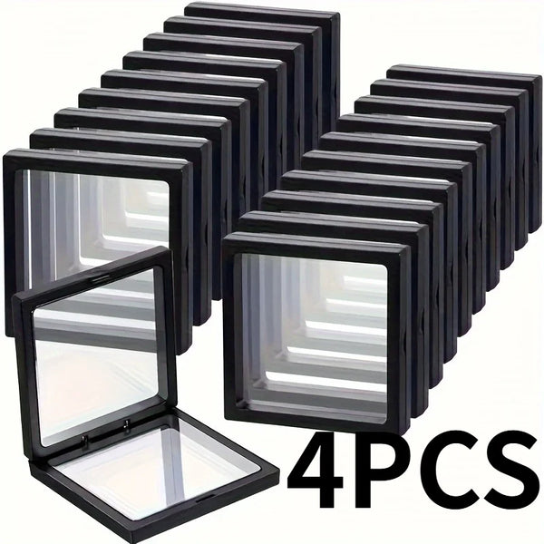 4pcs floating display box,dust-proof jewelry packaging,transparent storage box for necklace,bracelet.Gift Boxes for Retail Use.