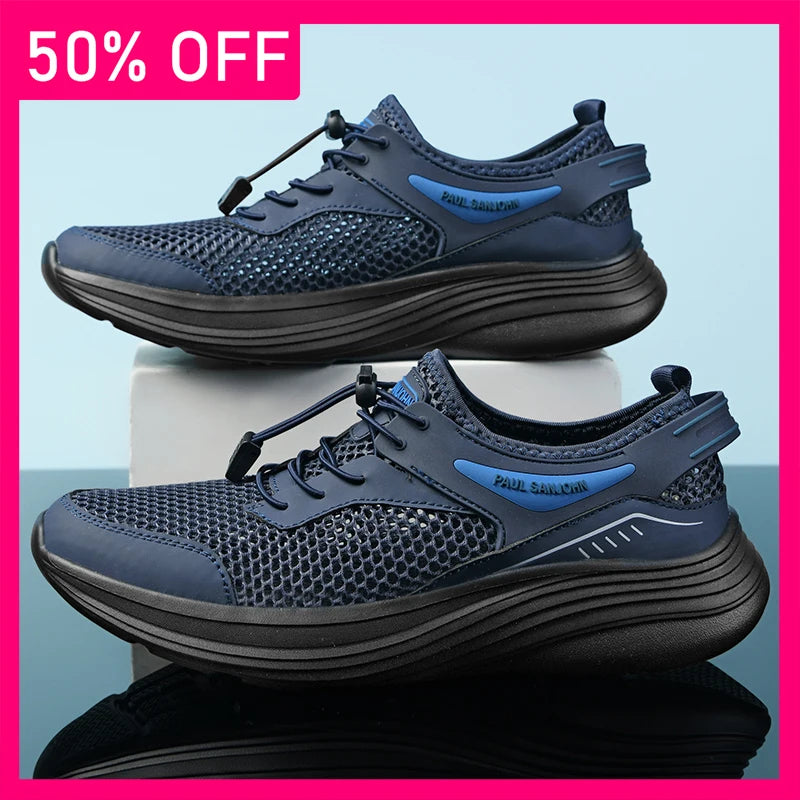 Men Sports Shoes Breathable Lightweight Mesh Comfortable Durable Soft Soled Tennis Shoes Outdoor Leisure Fitness Training Shoes