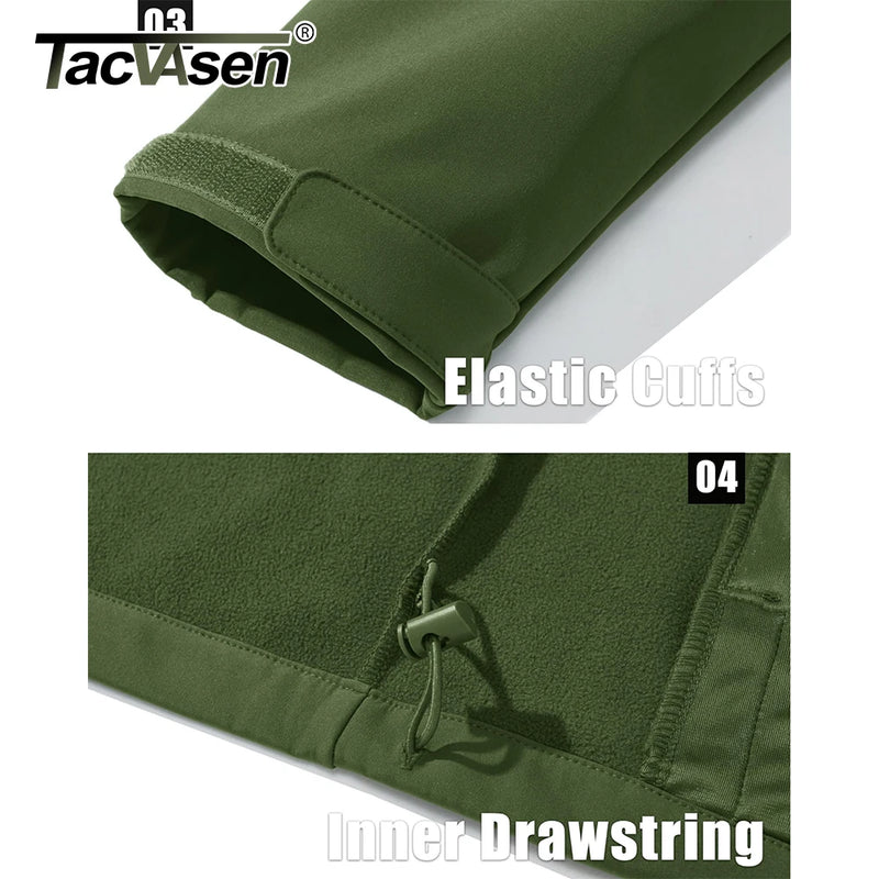 TACVASEN Men's Outdoor Waterproof Hiking Jackets Full Zip Up Fleece Work Jacket Coat Trekking Camping Fishing Windbreaker Male
