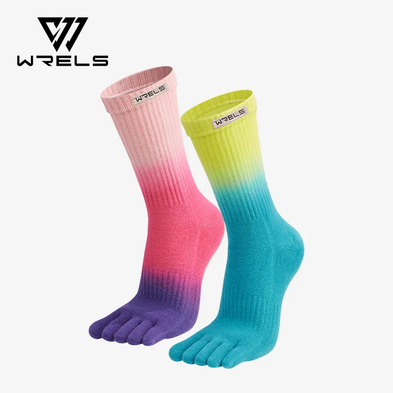 WRELS 1/2pairs Toe Socks Cotton Athletic Running Five Finger Socks Cushion Compression Sweat-Absorbing Breathable Five Toe Socks