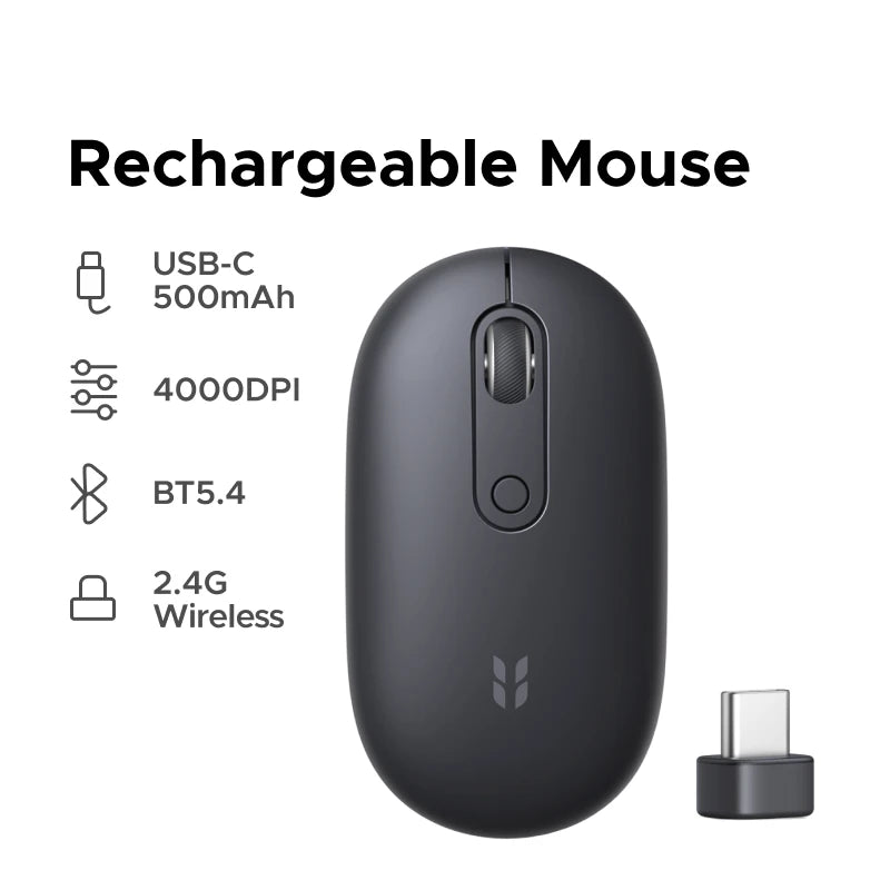 UGREEN Wireless Mouse Rechargeable Bluetooth 5.4 Ultra-thin 4000DPI 500mAh with USB-C Receiver for Apple  MacBook Mac Mini