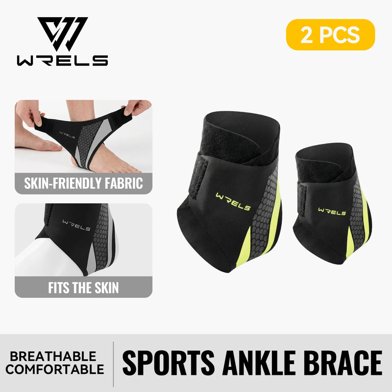 WRELS Ankle Brace Compression Sleeve Slim Fit Breathable Adjustable Basketball Running Football Gym Athletic Sport Ankle Support