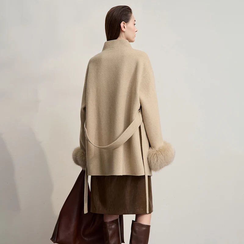 Amii Women's Coat 2026 Winter New Elegant Versatile Loose Wool Coats for Woman Long Sleeve Asymmetry Overcoat Female 12544041