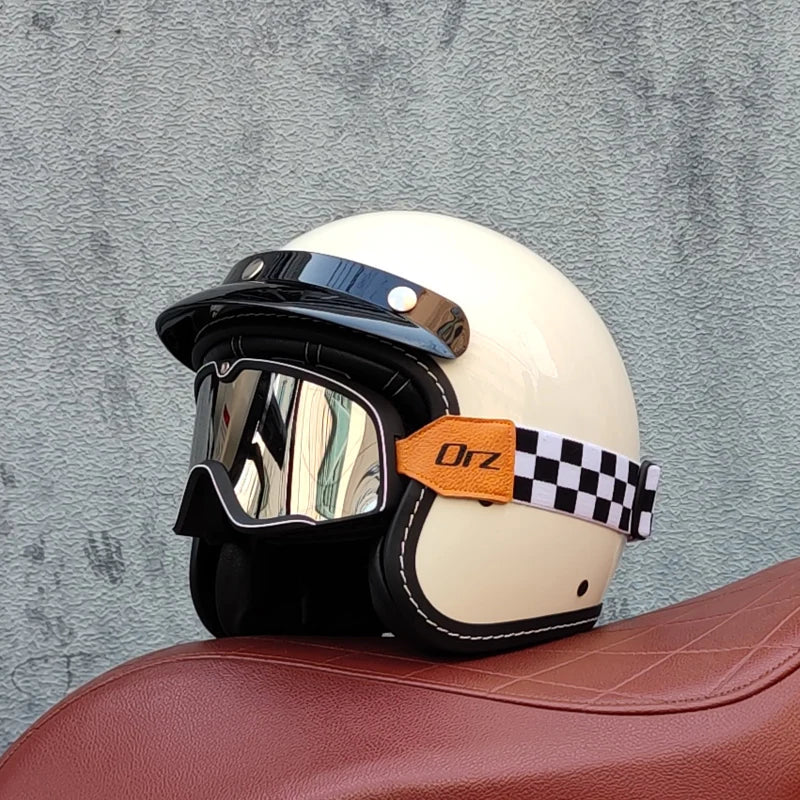 ORZ High-Quality Motorcycle Retro Helmet 3/4 Semi Covered Helmet Couple Scooter Cascos Para Moto Capacetes De Moto