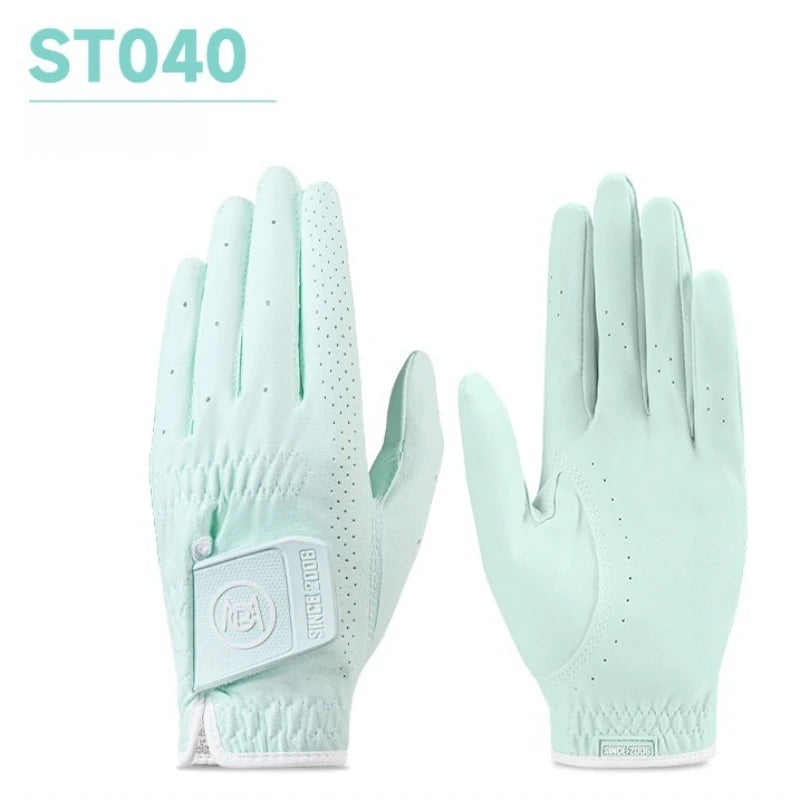 PGM Women Golf Gloves 1 Pair Ladies' Golf Club Anti Slip Soft Breathable Sunscreen Gloves for Both Hands ST040
