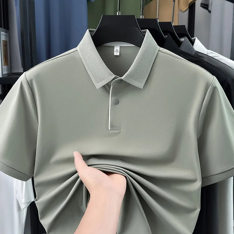 Men's Cooling Polo Shirt – High Stretch Polyamide Spandex, Quick-Dry Breathable, Short Sleeve for Summer Sports & Casual Wear